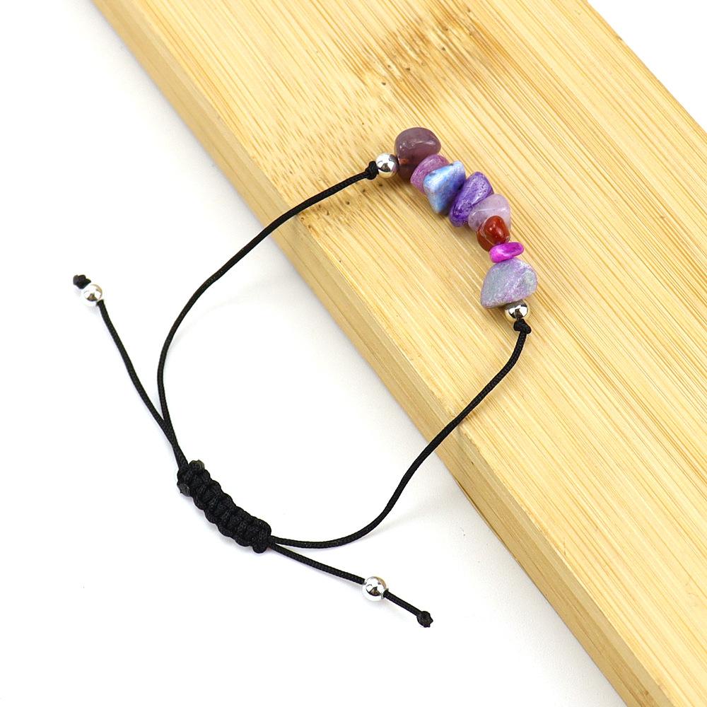 Popular Irregular Gravel Rough Stone Woven Wax Wire Bracelet Bohemian Tiger Eye Amethyst Beach Hand Rope B84