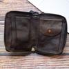 Men's Retro Short Zipper Wallet, Vegetable Tanned Leather Wallet, Vertical Wallet, Trendy
