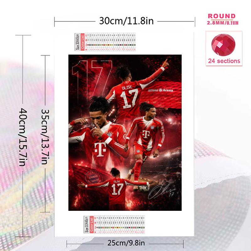 Michael Olise Football Jersey 100% Round Full Drill 5D DIY Diamond Painting Embroidery Cross Stitch Rhinestone Decor