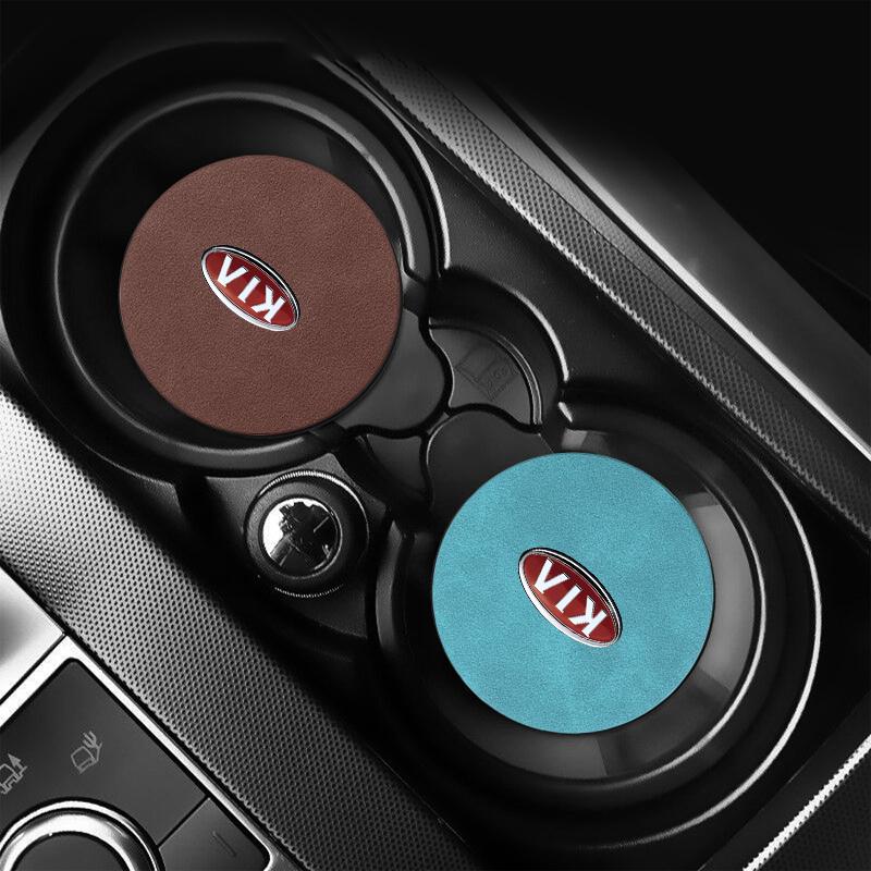 1/2pcs Leather Car Water Coaster Non-Slip Mat Car Bottle Holder Insert Pad For KIA Ceed Rio Sportage R K2 K3 K4 K5 K6 K7 K8 Soul Opeima Ceed Sorento