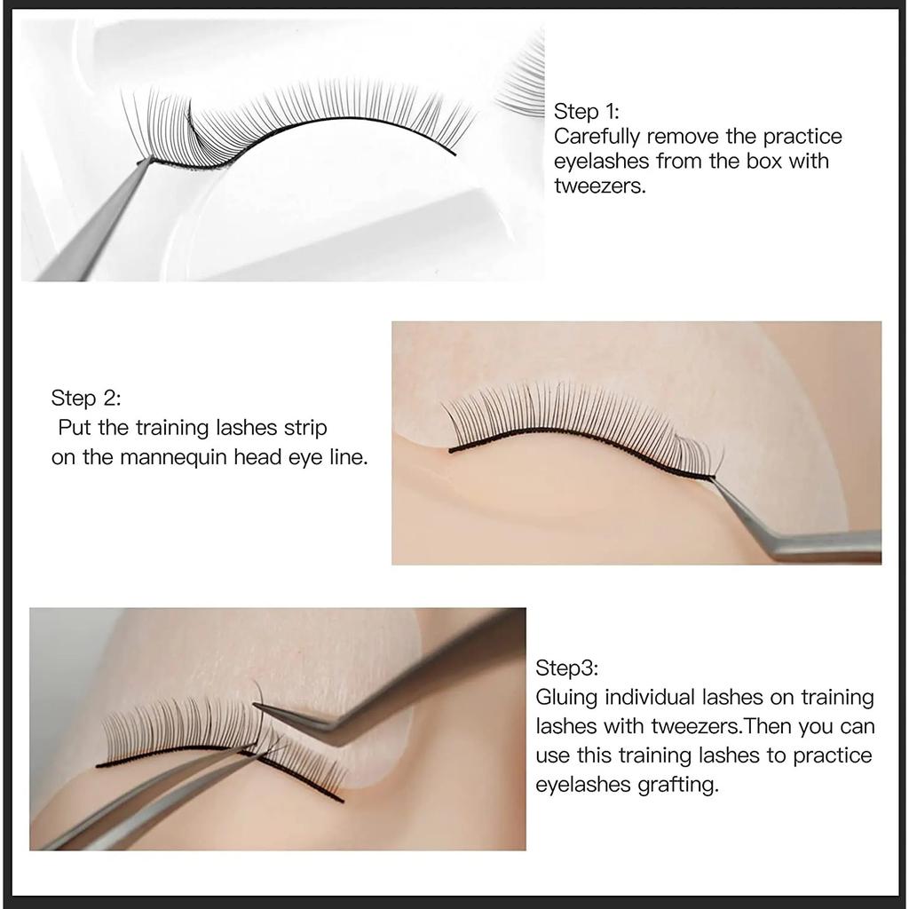 5/15 Pairs Training False Lashes False Eyelash Extension Practice Lashes Beginners Self Adhesive Lash Strips Eye Makeup Tools