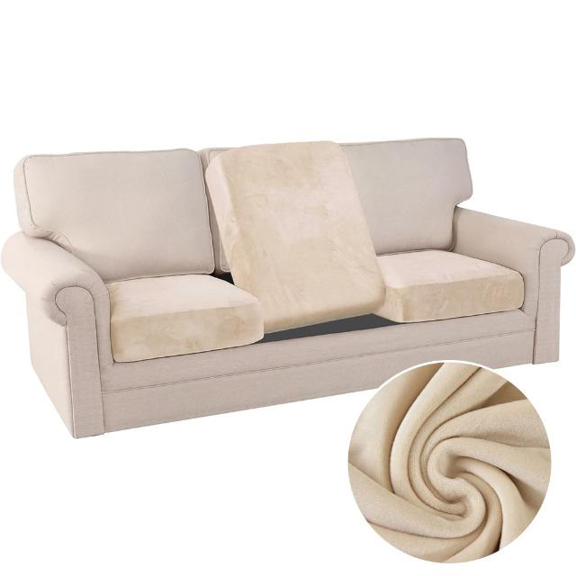 Velvet Soft Sofa Seat Covers Pure Elastic L-shaped Cushion Cover Dustproof for Home Living Room Office Hotel Washable Anti-dirty