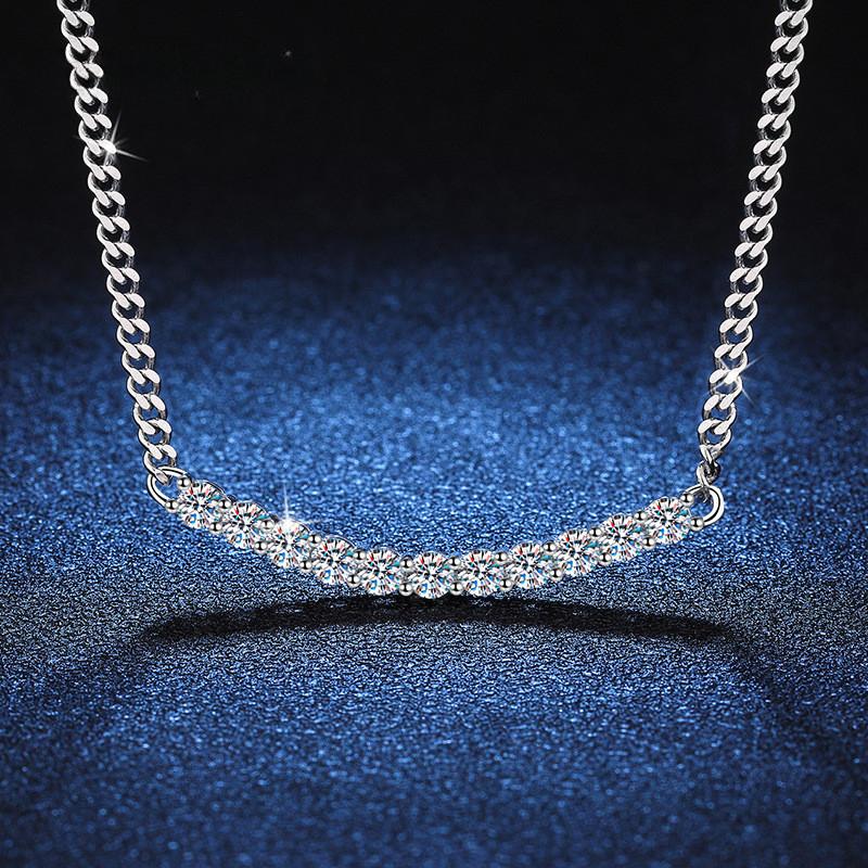 

Кубинское ожерелье из настоящего моссанита, стерлинговое серебро, белое золото 18 карат, цвет D, 2,2 карата, бриллиантовое ожерелье, драгоценный камень, свадебные украшения 2.2 carat