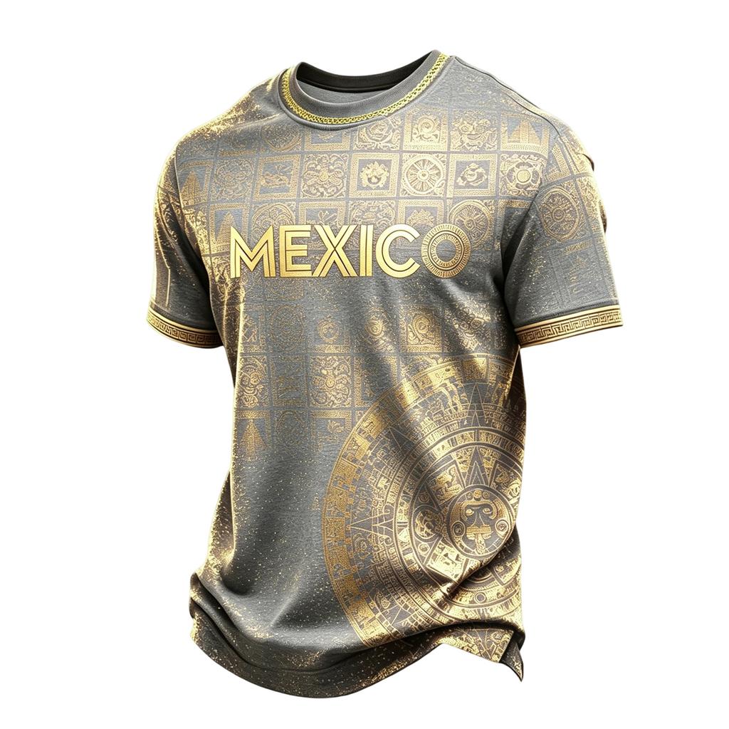 Men's Graphic Print Short Sleeve T-Shirt Round Neck Lightweight Breathable Soccer Mexico Design for Casual Wear