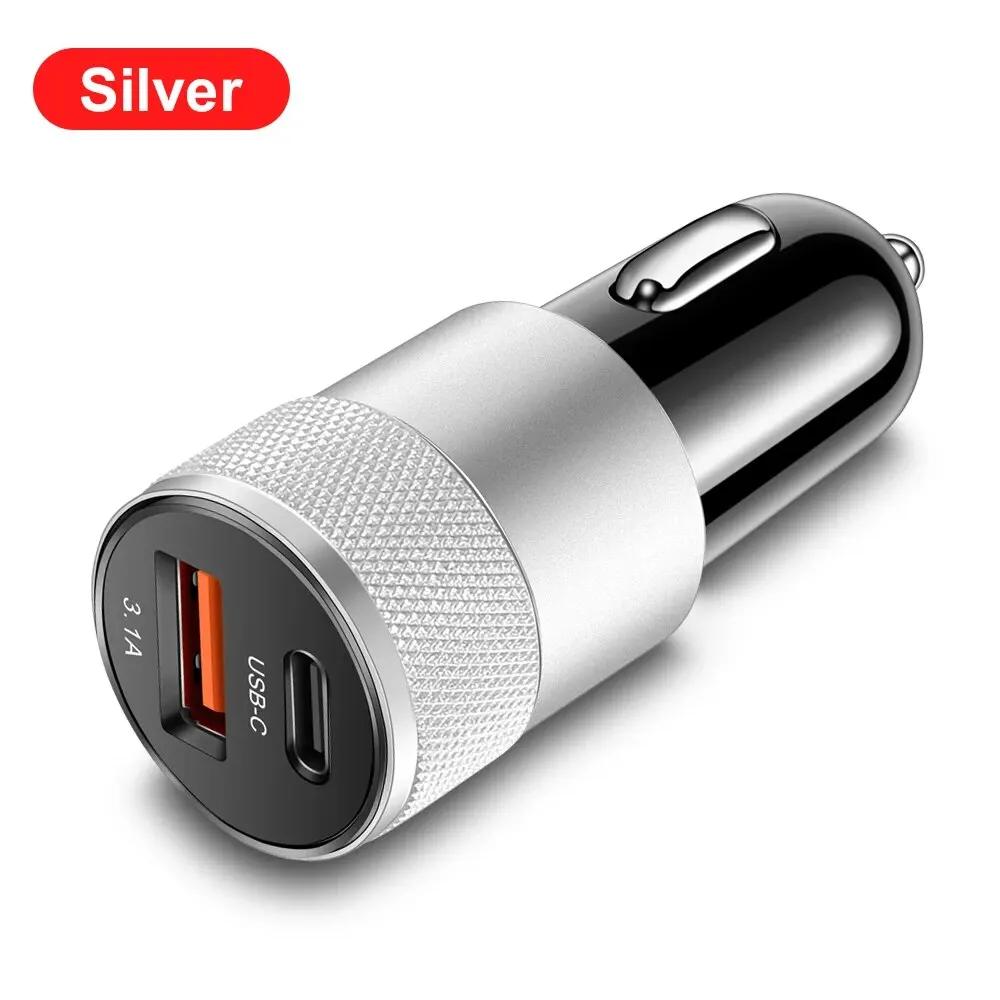 3.1A USB Car Charger Type C Fast Charging Phone Adapter For iPhone Xiaomi Huawei Phone Charger Adapter Socket Cigarette Lighter