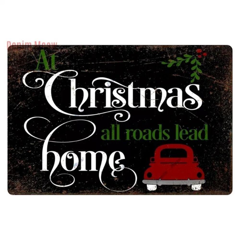 Vintage Christmas Metal Tin Sign Home Festive Wall Decor