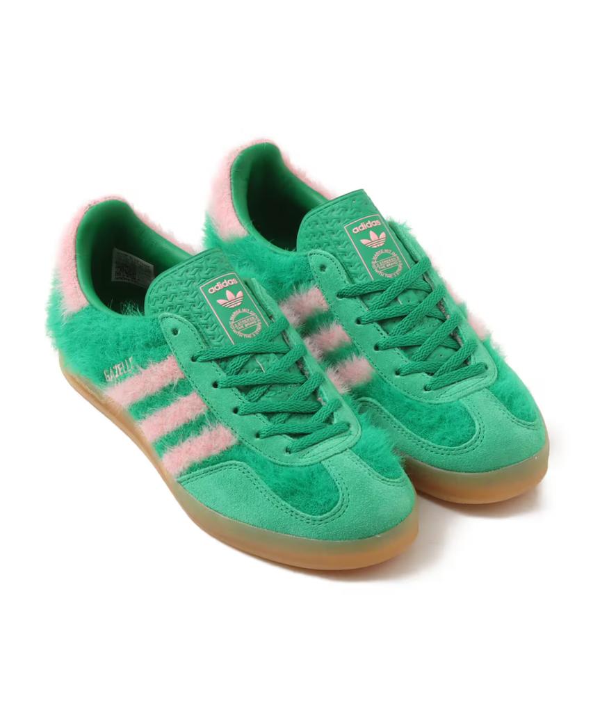JP8342 Adidas Originals Gazelle Indoor Green Glow Pink Gum (Men's)