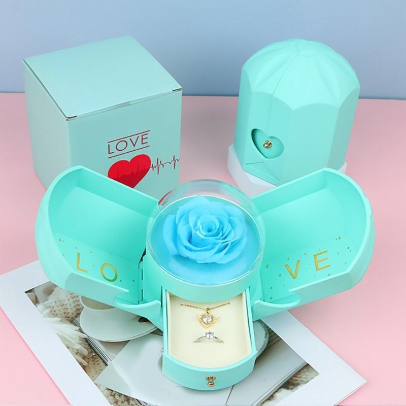 Forever Flower Jewelry Box Creative Flower Jewelry Box Necklace Storage Container for Wife's Special Occasion