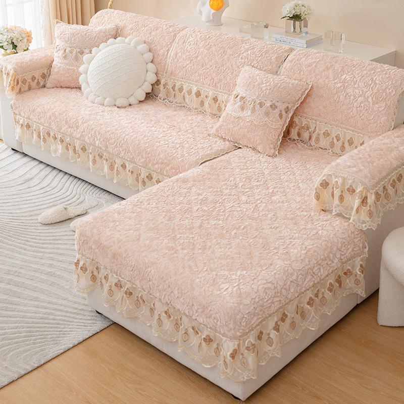 Plush Sofa Cushion Winter Thickened Non-Slip Sofa Cushion Towel Simple Modern Winter Sofa Cover Cover Cloth