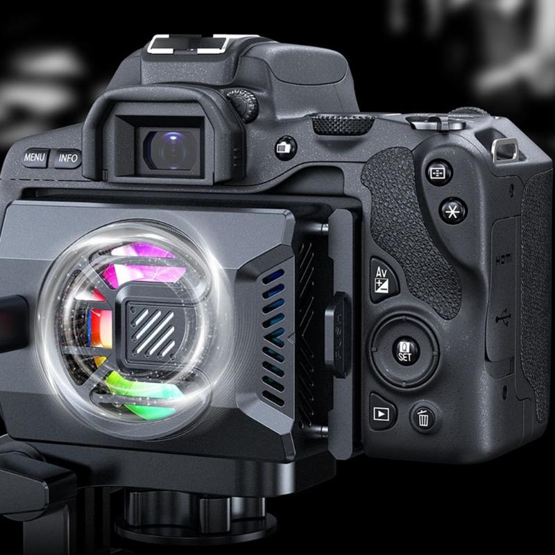 Camera Cooling Fan Spring Telescopic Mounting Adjustable Intelligent Cooling Fan with USB C Charging Port LED Light