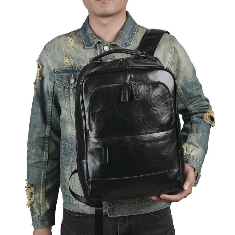 Europäisch-Amerikanischer Retro Herren Freizeit Rucksack Aus Echtem Leder Große Kapazität Multifunktional Outdoor Reise Herren