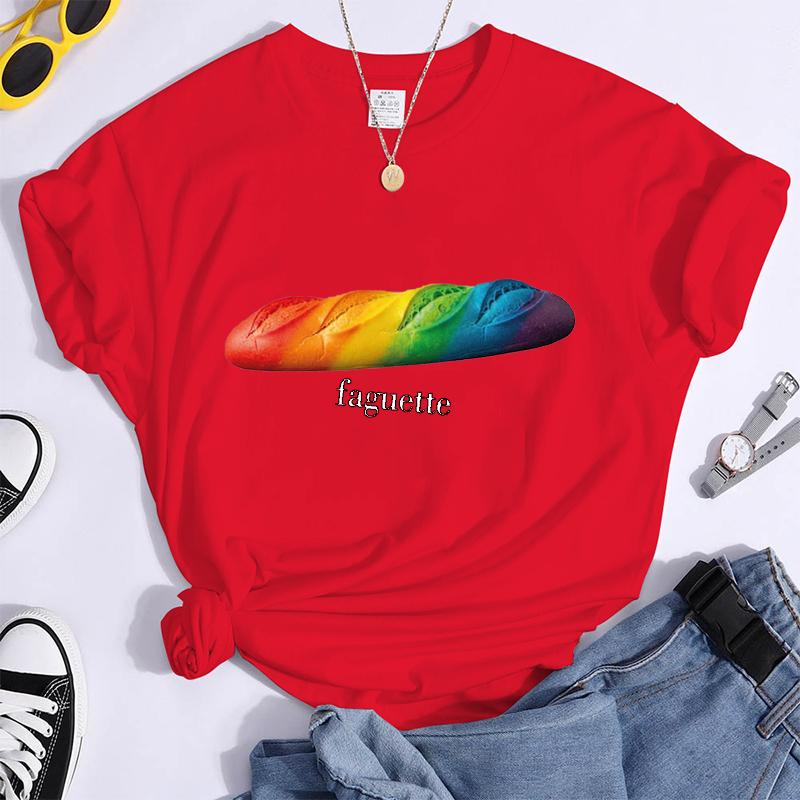 Fun Baguette Faguette LGBT Tshirts Women Men Short Sleeve Lesbian Bisexual Streetwear Fashion Crewneck GAY Trend Tshirts