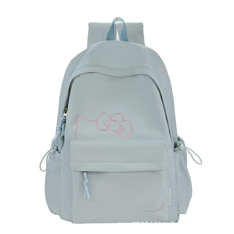 Schoolbag Japanese vintage cute girl backpack college style embroidered bear Korean version solid color large capacity student backpack