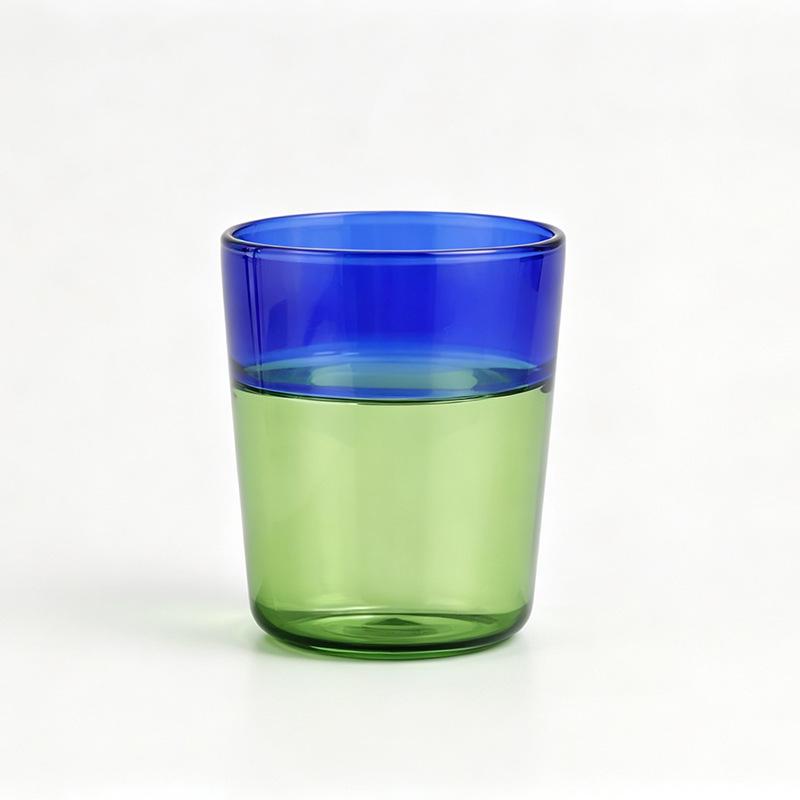 Vintage Color-Block High Borosilicate Glass Cup for Water, Tea, Coffee, & Milk