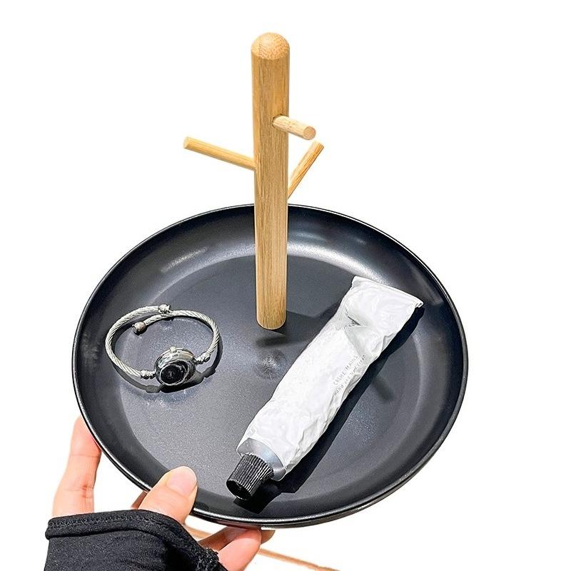 

2025 Новый скандинавский бамбуковый поднос для хранения веток дерева гостиная настольная вешалка для ключей рамка для ювелирных изделий чёрный