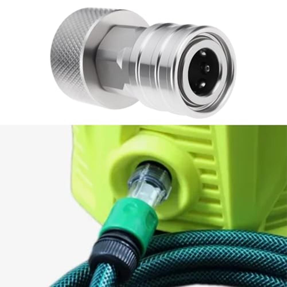 Garden Hose Adapter Stainless Steel GHT3/4 To 1/4 Quick Coupler With Nozzle Kit For Pressure Washers Simple Installation