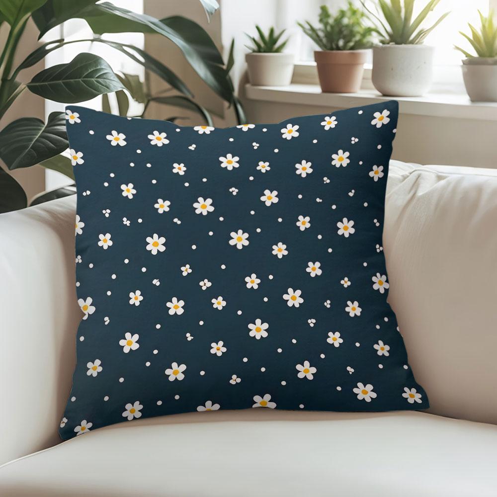 Daisy Dot Square Jacquard Pillow Cover for Sofa Office Waist Cushion Cover Home Decorative Pillowcase