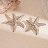 Vintage Gold Color Flower Starfish Geometric Stud Earrings for Women Exquisite Irregular Metal Leaf Earrings Aesthetic Zircon