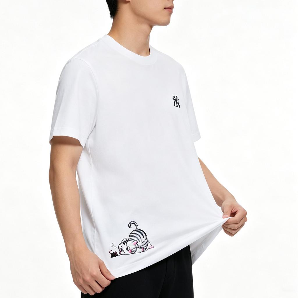 MLB T Shirts Unisex White Crew Neck Straight Fit 3ATSB0153-50WHS(Group51- )