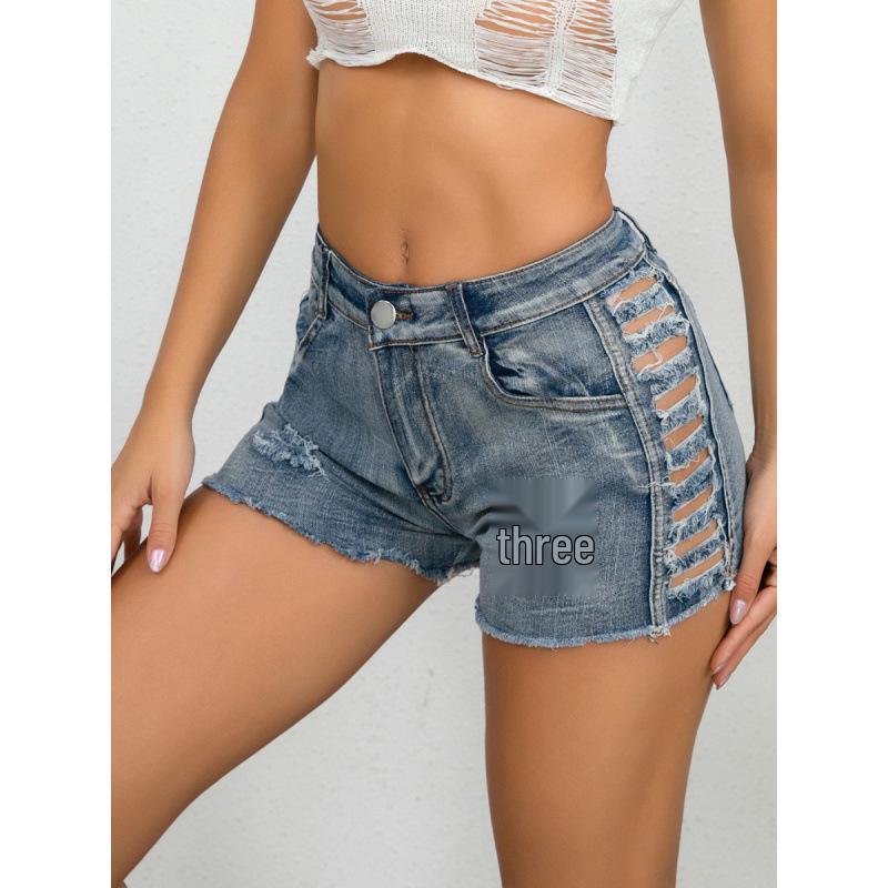 Women's Plus Size High Waist Ripped Denim Shorts