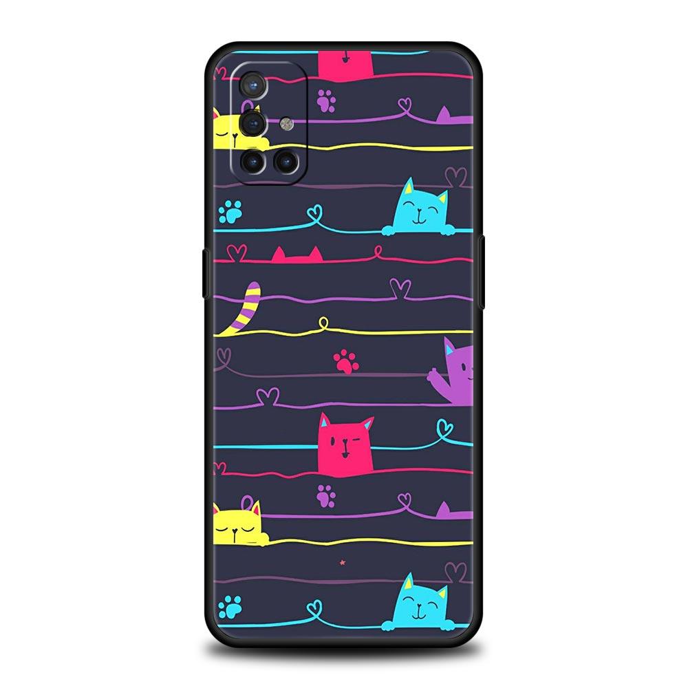 Phone Case For Oneplus 13R 13 12 10T 11 R10 Nord N100 N200 N10 9 9R CE 2 3 Z Pro Lite Soft TPU Cover Abstract Creative Cat Line