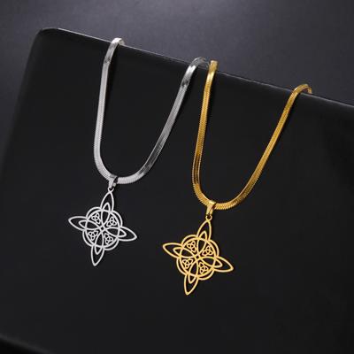 Witchcraft Celtic Knot Pendant Snake Chain Necklace for Women Stainless Steel Supernatural Jewelry Birthday Gift