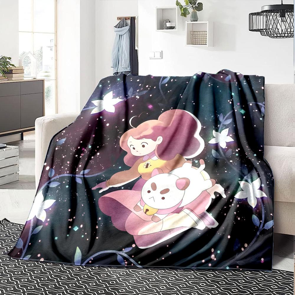 Bee and PuppyCat Flannel Blanket, High quality Comfortable for All Seasons, Home Decor, Warmth and Comfort