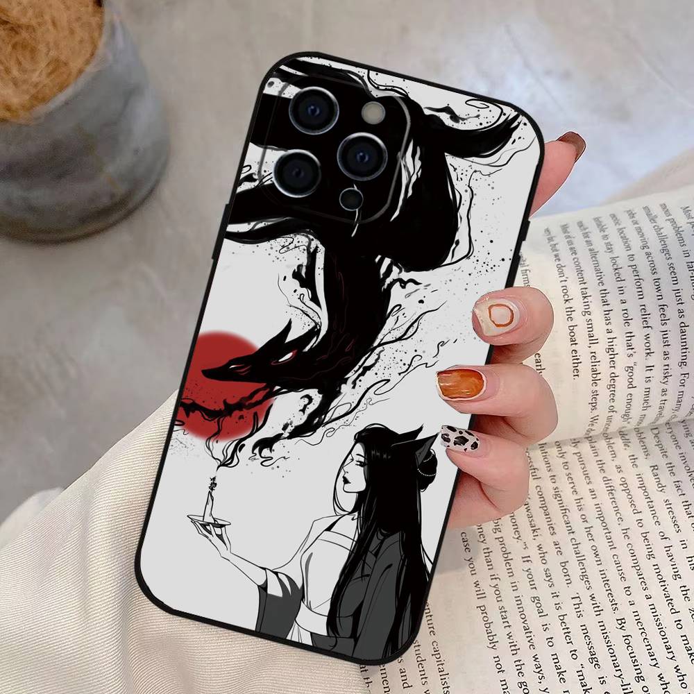 Neunschwänziger Fuchs Handyhülle Für iPhone 17,16,15,14,13,12,11 Plus,Pro Max,XS,Weiche Silikon Schwarze Hülle