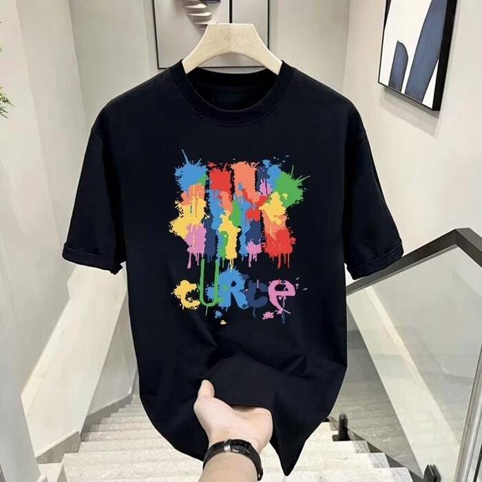 Herren T-Shirt mit kurzen Ärmeln Herren Trend Lässig Koreanische Version Baumwolle Rundhals Gedrucktes T-Shirt mit kurzen Ärmeln