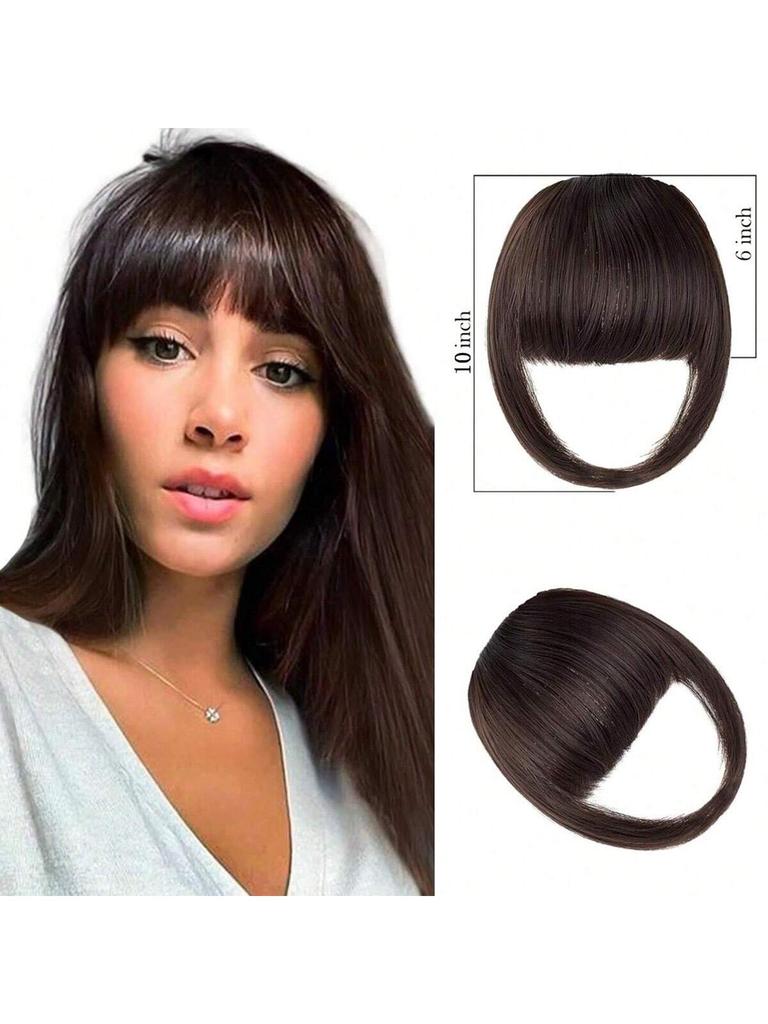 Frange synthétique en épingle à cheveux Frange fine de 10 pouces avec favoris pour franges quotidiennes pour femmes
