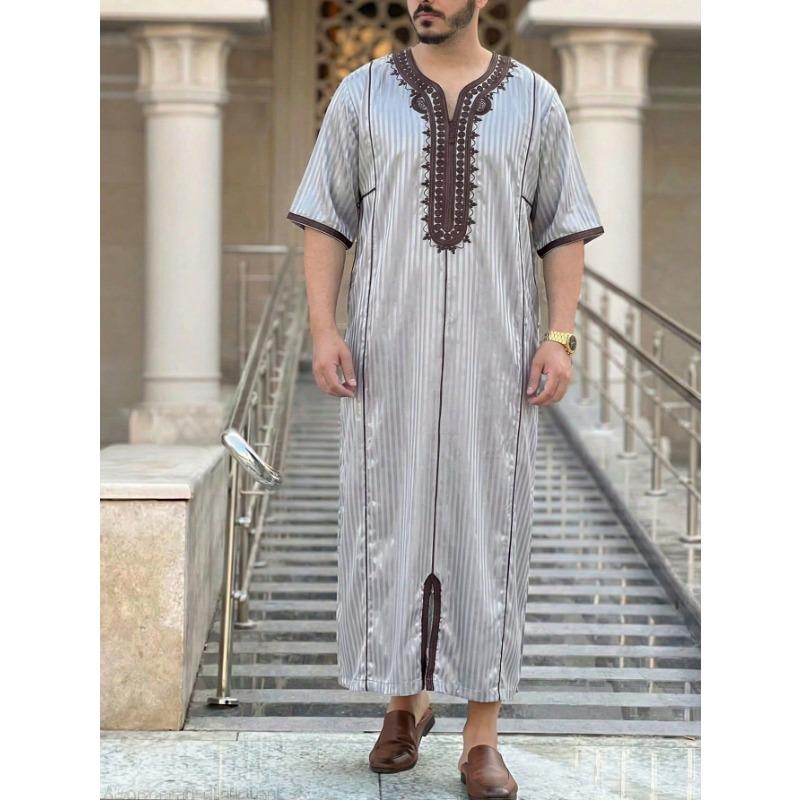 Men S Long Sleeve Embroidered Robe Style Festival Dress Shirt