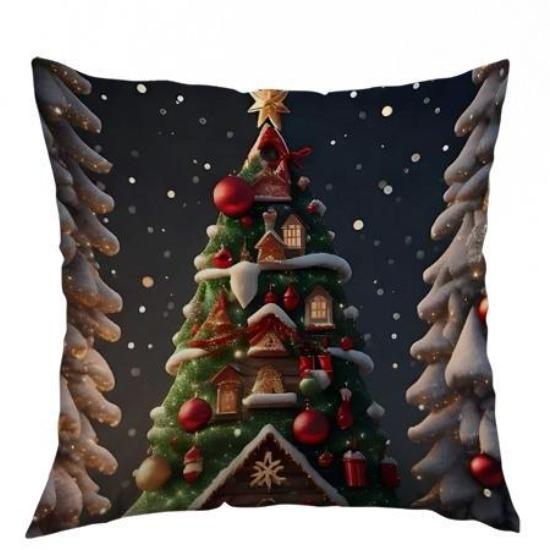 Cartoon Weihnachtsmann Polyester Kissenbezug Weihnachten Sofa Kissenbezug Zuhause Feiertag Bedruckter Kissenbezug