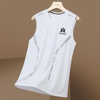 Camiseta sin mangas deportiva de seda helada de secado rápido para hombre - Camisa de fitness sin mangas con tirantes anchos