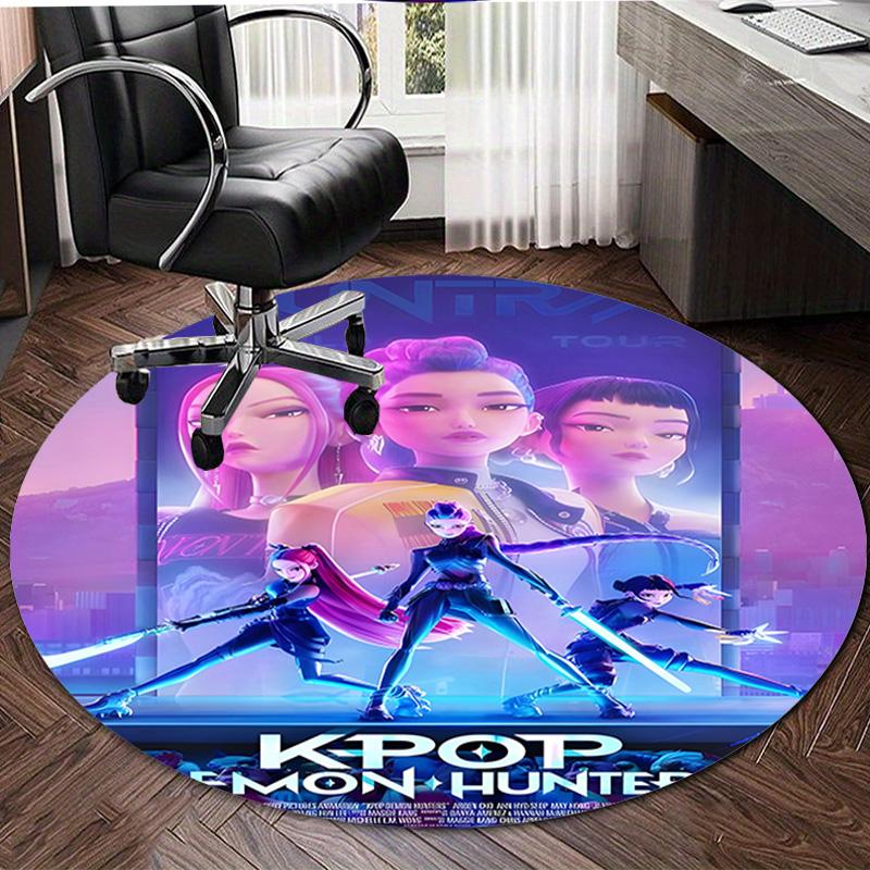 1pc KPop Demon Hunters2 Design Printed Area Round Carpet for Bedroom Living Room Home Decor Rugs Mat Non Slip Mat Rug for Bedside