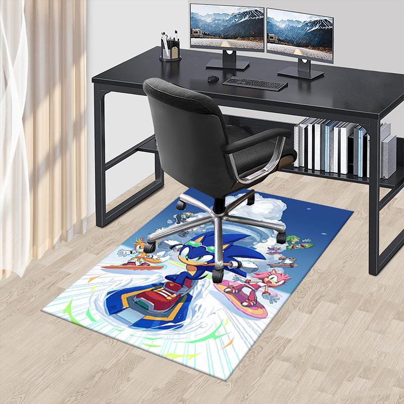 1pc Sonic the Hedgehog Chair Mat - Anime Cartoon Design, Non-Slip Carpet for Office and Home Decor, Suitable for All Seasons.O081