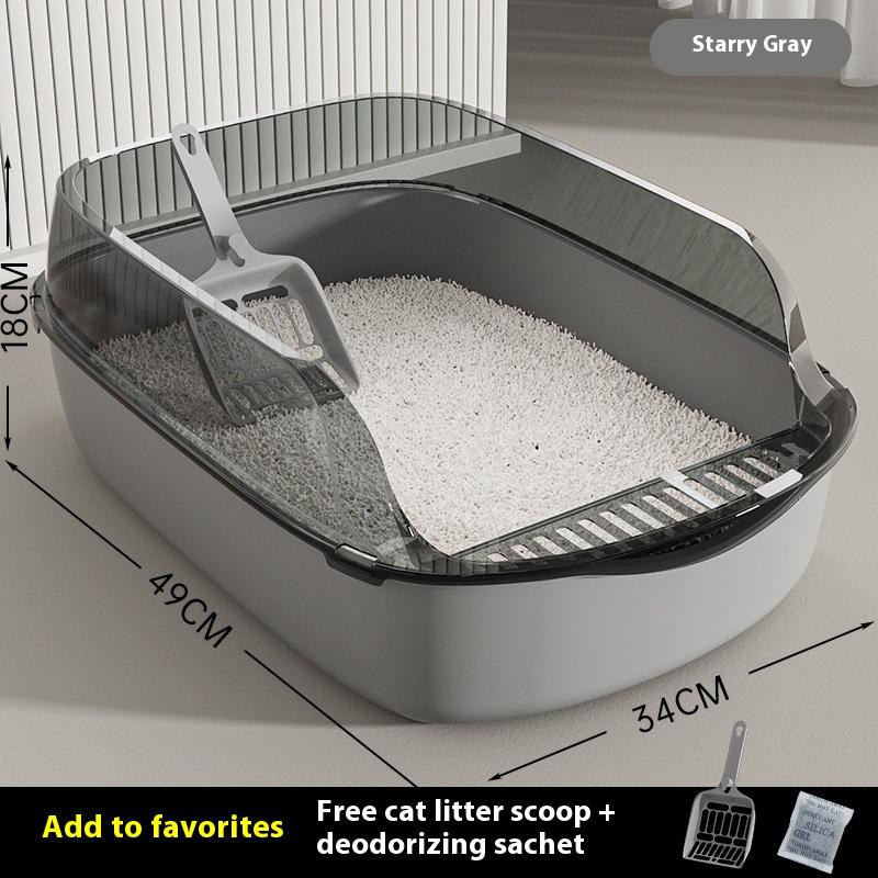 Semi-closed cat litter box oversized splash-proof thickened cat toilet pet supplies cat litter box oversized deodorant