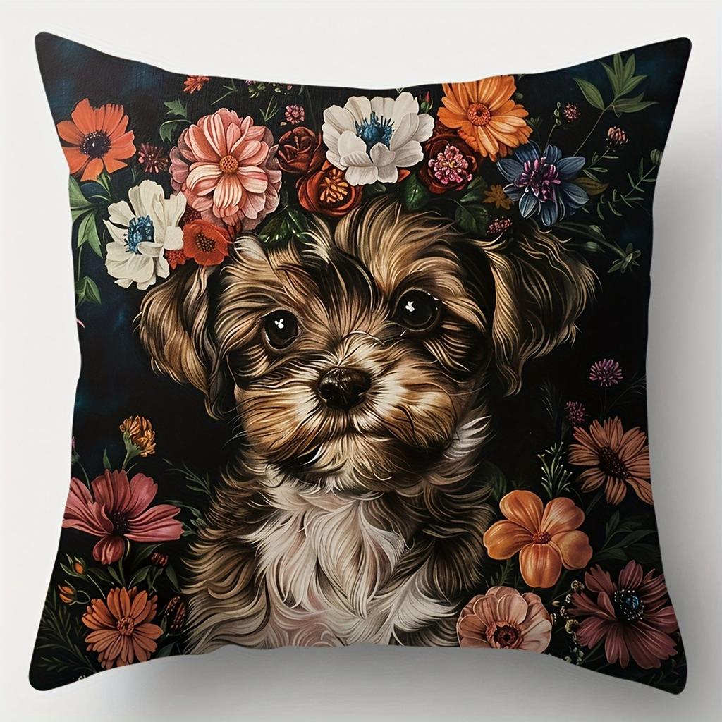 Home Decor FloralPatterned Animal Faces Pillow Covers Pattern Cushion Cover Suitable for Sofa Bedroom Car Pillow Cover