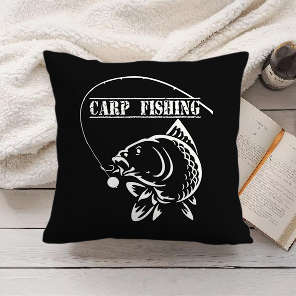 

Carp Fishing Art Cushion Cover Short Plush DoubleSided Printing Home Machine Washable in Warm Winter Pillow Cover 30x30cm