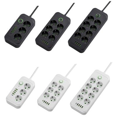 European Type High Power Strips with 3 Outlets & Long Cable Heavy Duty Power Strips Overload Protections for Home Office