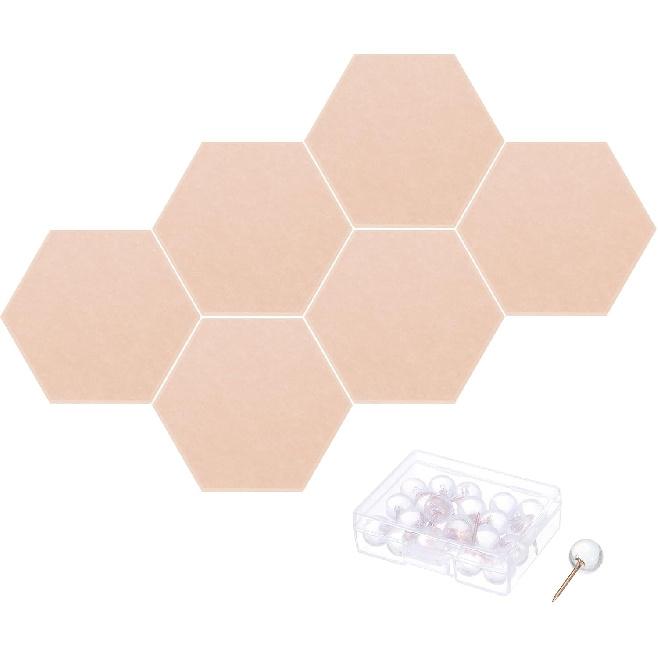 PATIKIL Felt Bulletin Board, 12"x10", 6 Packs Self Adhesive Hexagon Felt Tiles for Sound Proofing Wall Panels for Home Office Recording Studio,Game