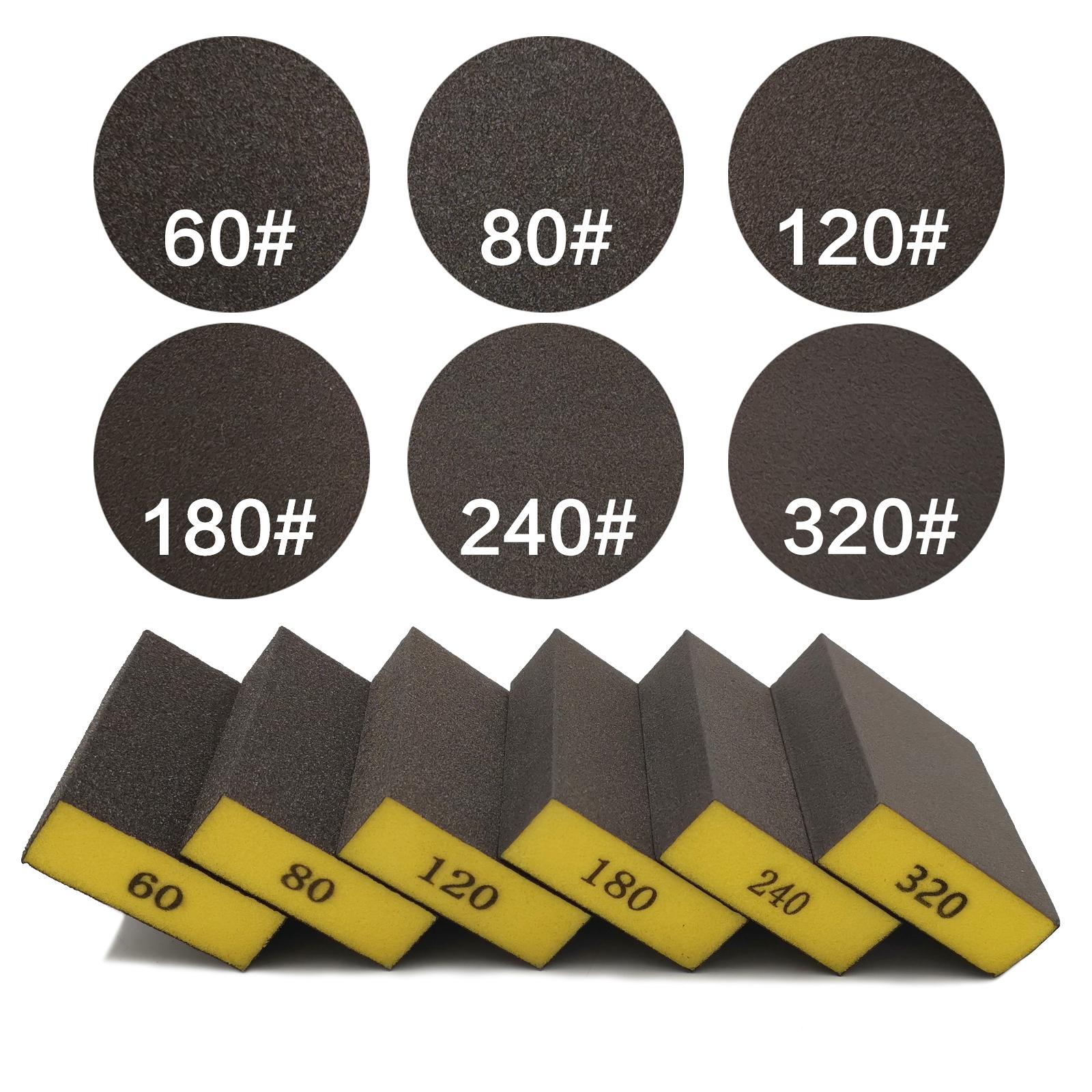 

60, 80, 120, 180, 240, 320, грубый шлифовальный блок со средней зернистостью, шлифовальные губки для гипсокартона по металлу, шлифовальные блоки для дерева, 6 шт. 6pcs