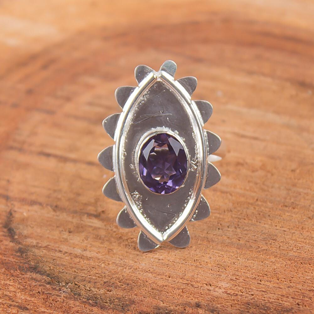Rare Iolite Gemstone 925 Sterling Silver Jewelry Handmade Ring For Gift For Mom RR-6-7