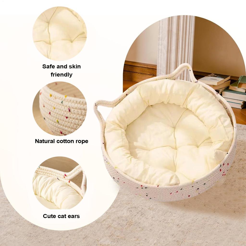 Donut Cat Bed Round Small Dog Bed Cat Nest Scratch Pad Cushion Nest For Calming Sleeping Small Dogs Kitten Scratching Home Decor