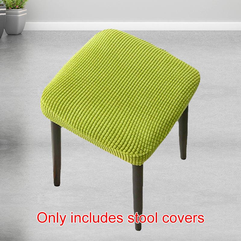 1Pc Stool Cover Dustproof Polyester Elastic Stool Chair Covers Removable Square Seat Cover Solid Color Chair Covers