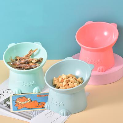 Cute Cat Bowl Anti-black Chin Tilt High Foot Neck Protection Household Cat Bowl Dog Bowl Plastic Pet Bowl Pet Supplies