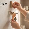 Eco Friendly Hanging Ornament Hand Carved Wooden Bird Wind Chime, Rustic Bell Decor Handmade Hummingbird Chimes with Rope, Wood Pendant for