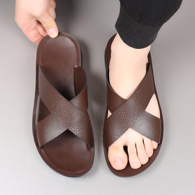 Herren Hausschuhe rutschfest weichsohlig atmungsaktiv Ein-Wort Strandschuhe trendig vielseitig Außen Sandalen Herren