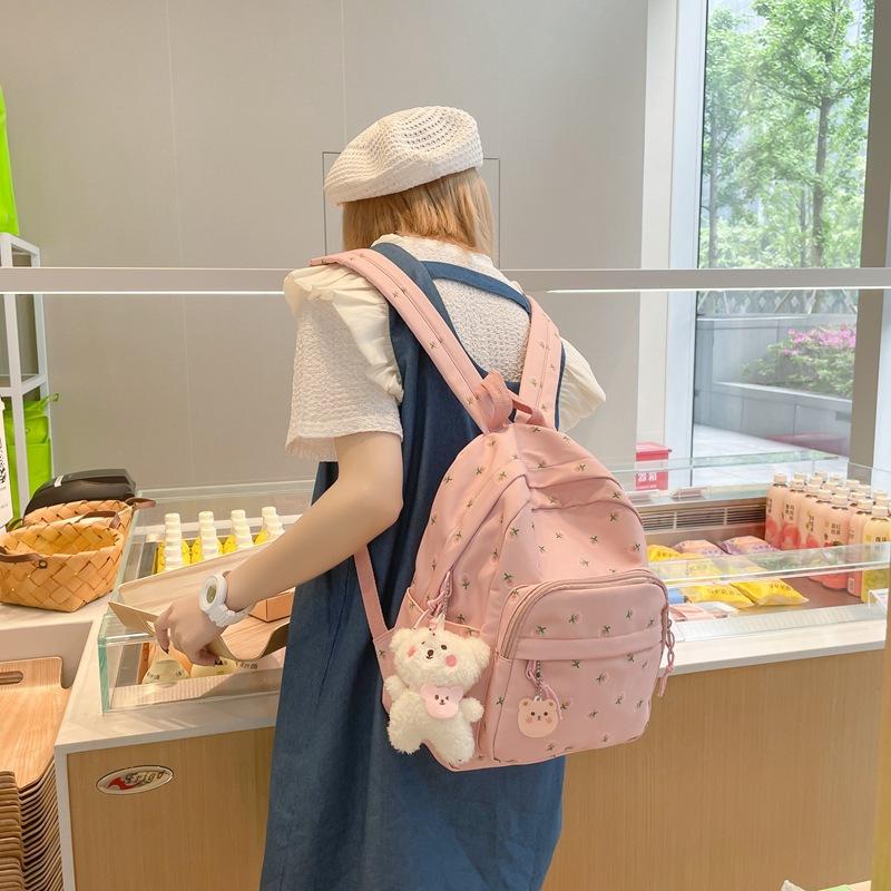 Women ins small floral backpack girls junior high school college students school bag