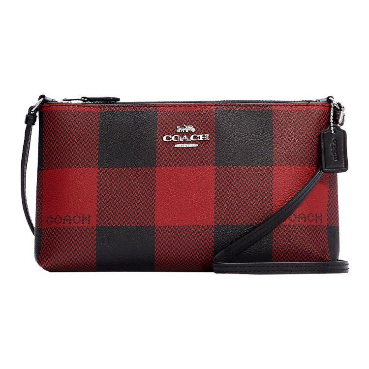 

Coach Zip Top Crossbody 22 British Style Pattern Zipper Canvas Leather Shoulder Bag Small Women Crossbody Bag Black Red C7310-SVP56 Basic Set (Bag+Dust Bag)