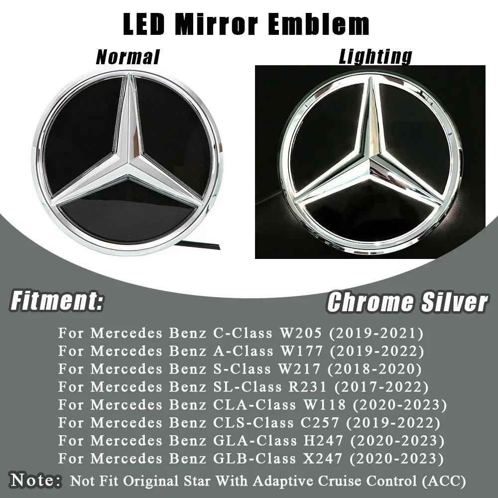 

C200 E200 For Mercedes Benz Chrome Silver And Glossy Black Car Front Grilled Star Emblem Illuminated Logo For Mercedes Benz C A